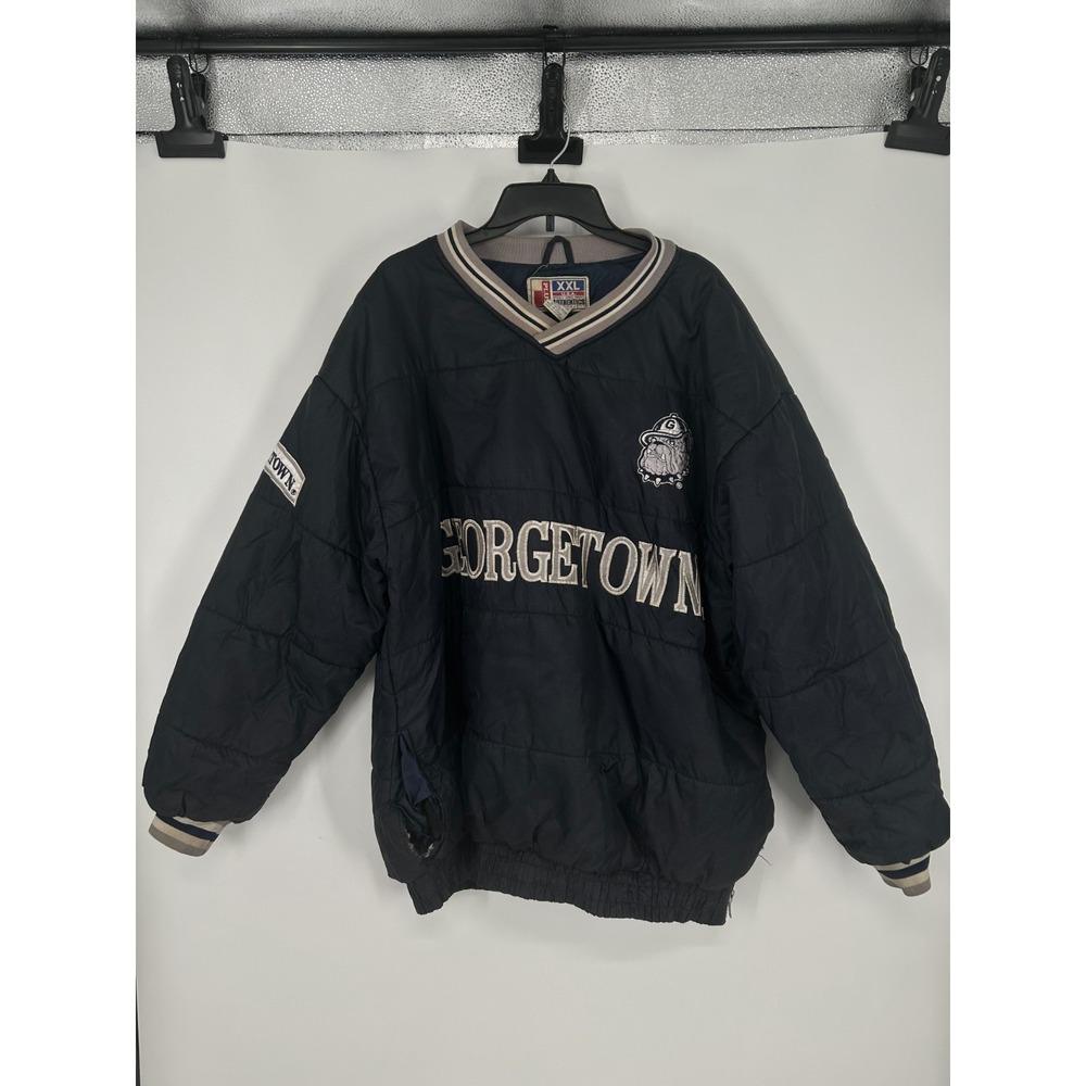 Vintage NCAA Authentics Georgetown Hoyas Jacket Men's 2XL Black Quilted Pullover